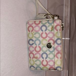 White-Multicolored Coach Wristlet